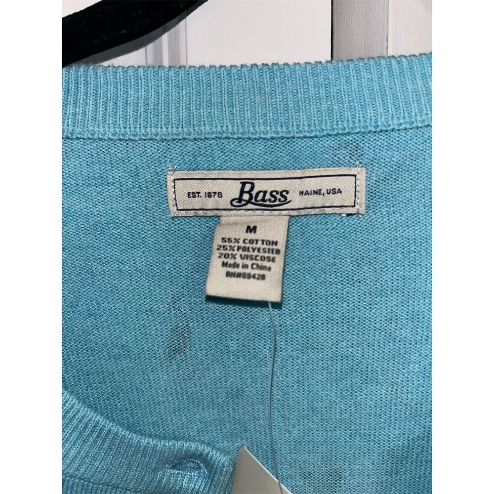 Bass Women's Blue Bird Print Cardigan Sweater Size M Casual - Picture 2 of 7